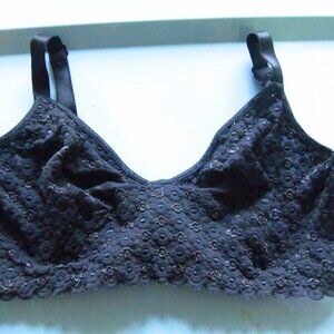 Vintage VON RAALTE Black Unlined Sheer Lace Underwire Bra size 38D